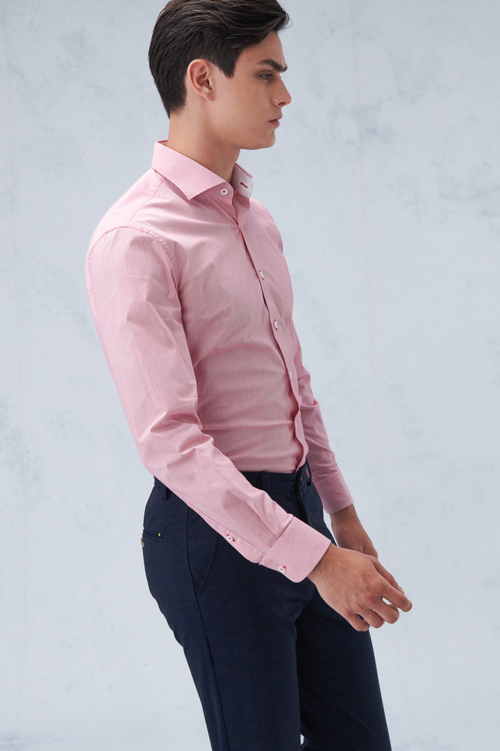 SST&C #Elastic Fit  Red and White Striped Pattern Standard Fit Shirt | 0312209009  (Outlet)_4