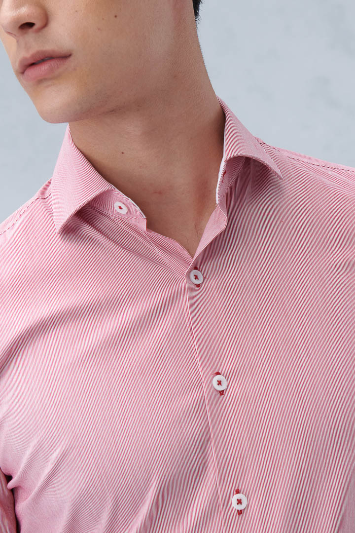 SST&C #Elastic Fit  Red and White Striped Pattern Standard Fit Shirt | 0312209009  (Outlet)_6