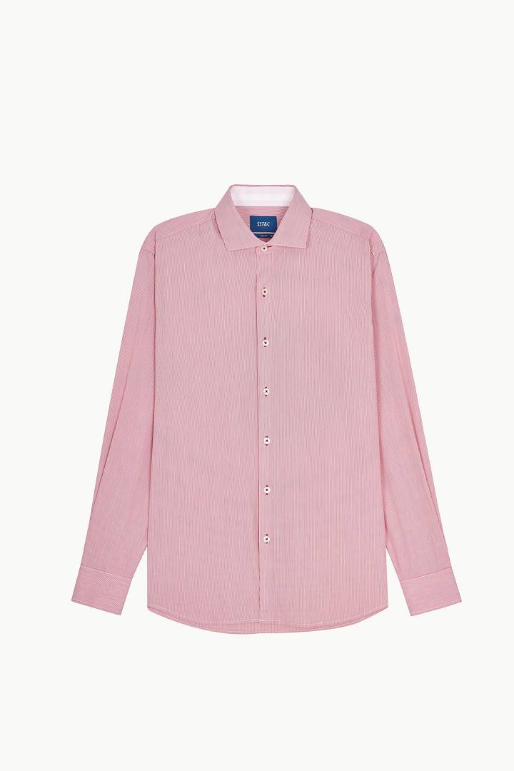 SST&C #Elastic Fit  Red and White Striped Pattern Standard Fit Shirt | 0312209009  (Outlet)_7