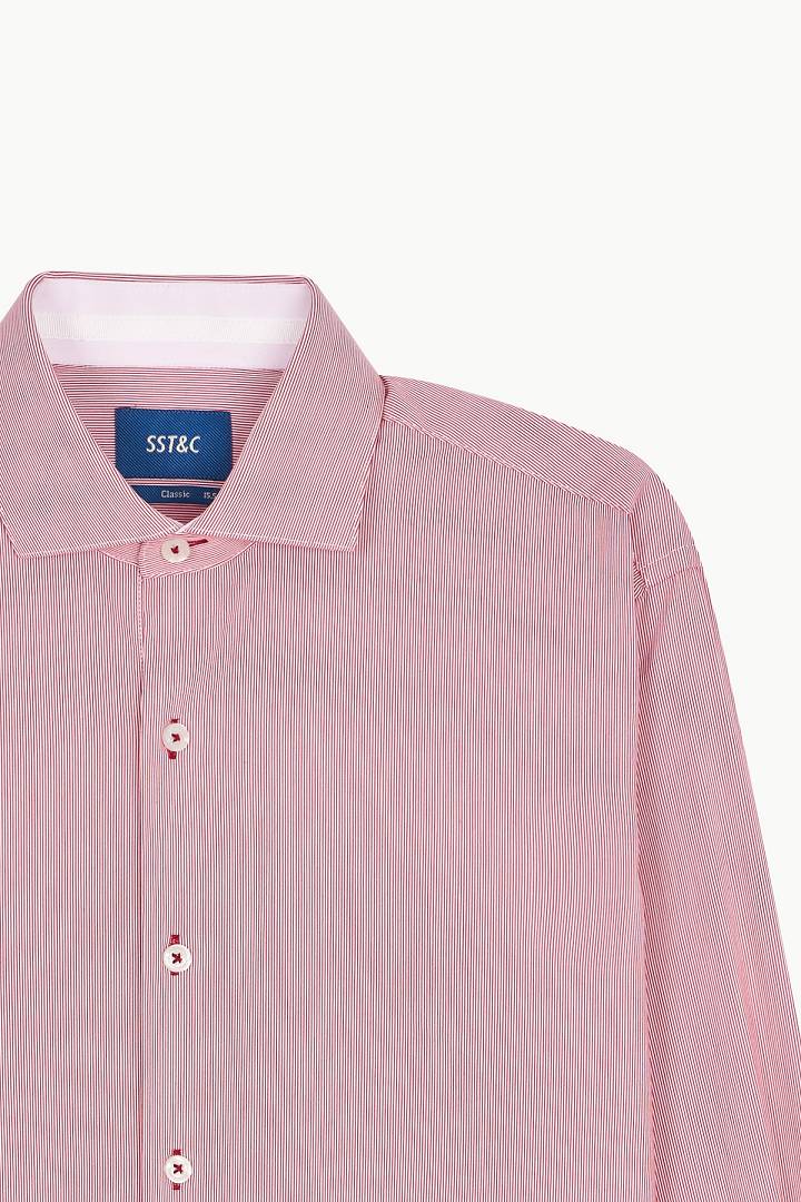 SST&C #Elastic Fit  Red and White Striped Pattern Standard Fit Shirt | 0312209009  (Outlet)_8