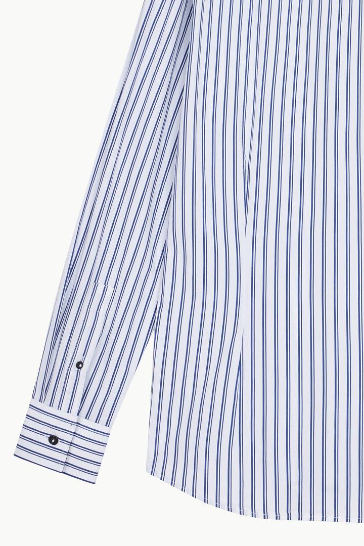 SST&C #Elastic Fit  Blue and White Wide Stripe Slim Fit Shirt | 0312209014  (Outlet)_9