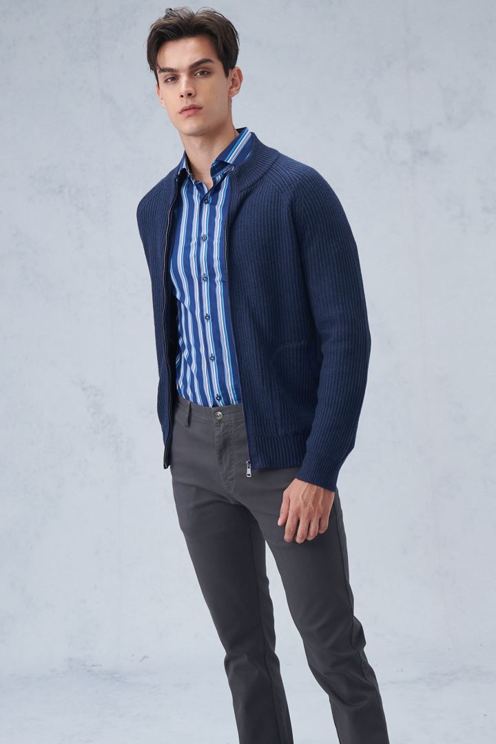 SST&C #Elastic Fit  Blue and White Striped Pattern Standard Fit Shirt | 0312209022  (Outlet)_3