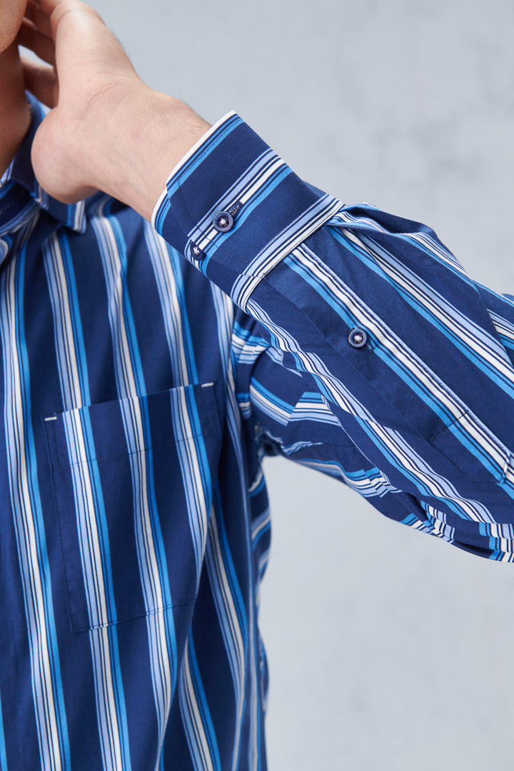 SST&C #Elastic Fit  Blue and White Striped Pattern Standard Fit Shirt | 0312209022  (Outlet)_5