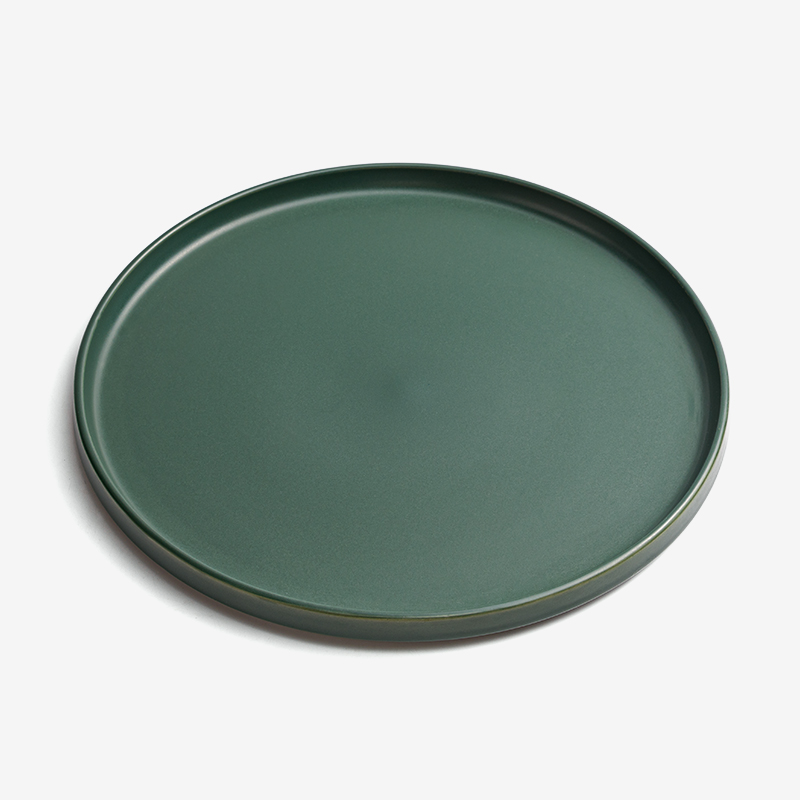 WAGA 緞面素雅 28cm 陶瓷圓盤｜墨綠｜單品_0