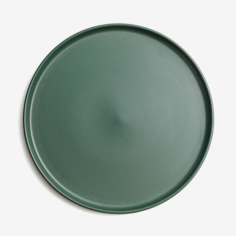 WAGA 緞面素雅 28cm 陶瓷圓盤｜墨綠｜單品_3