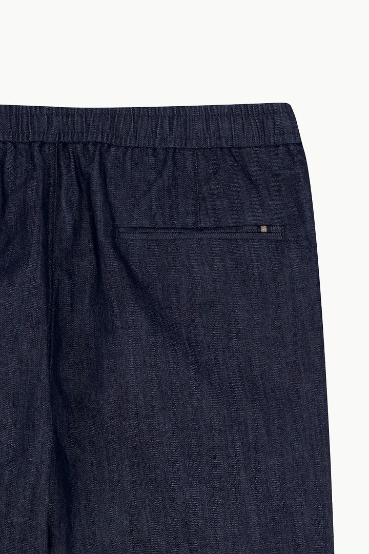 SST&C Denim Blue Elastic Strap Slim Fit Casual Trousers | 1212209001  (Outlet)_8
