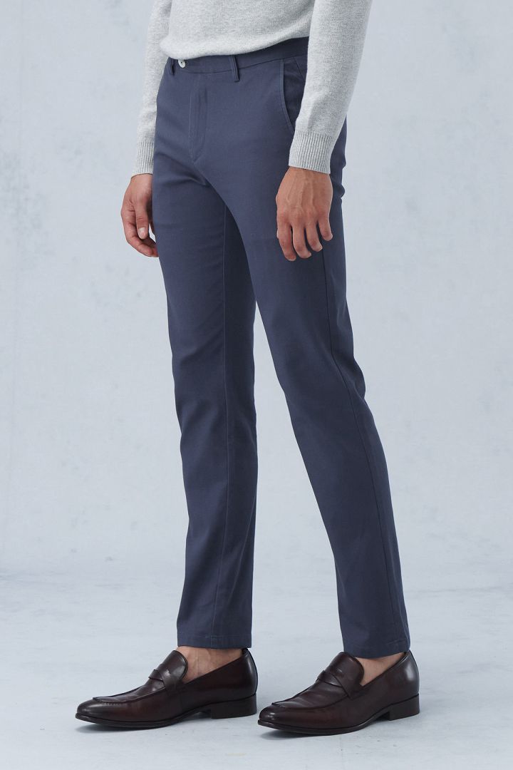 SST&C Grey-Blue Tight-Fitting Elastic Casual Trousers | 1212209006  (Outlet)_0