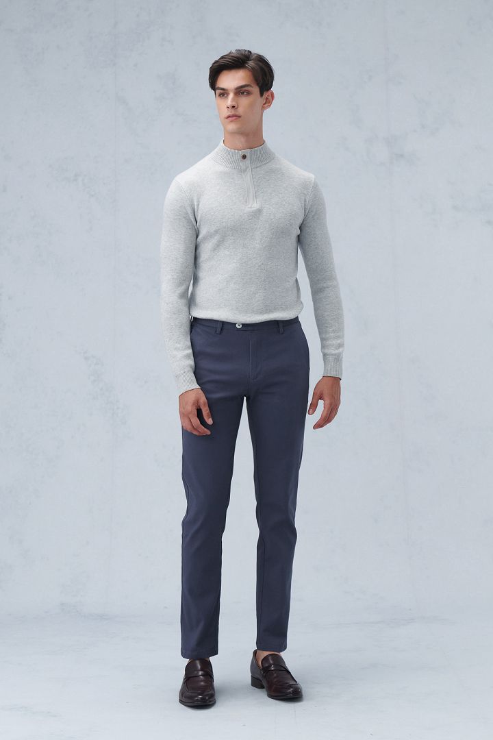 SST&C Grey-Blue Tight-Fitting Elastic Casual Trousers | 1212209006  (Outlet)_1