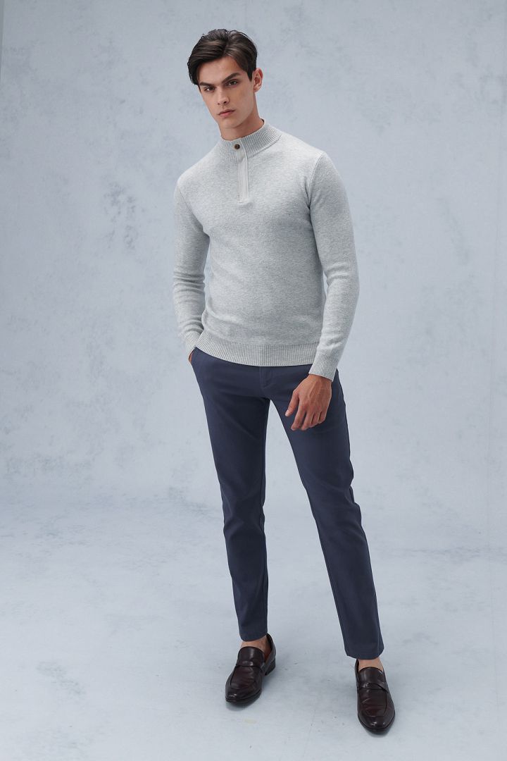 SST&C Grey-Blue Tight-Fitting Elastic Casual Trousers | 1212209006  (Outlet)_2
