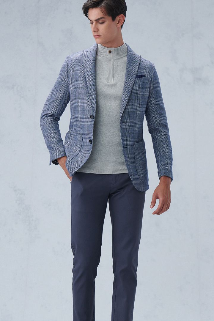 SST&C Grey-Blue Tight-Fitting Elastic Casual Trousers | 1212209006  (Outlet)_5