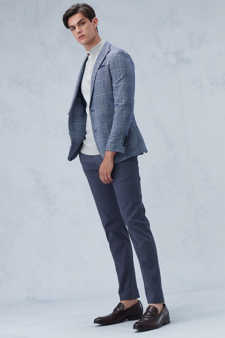 SST&C Grey-Blue Tight-Fitting Elastic Casual Trousers | 1212209006  (Outlet)_6