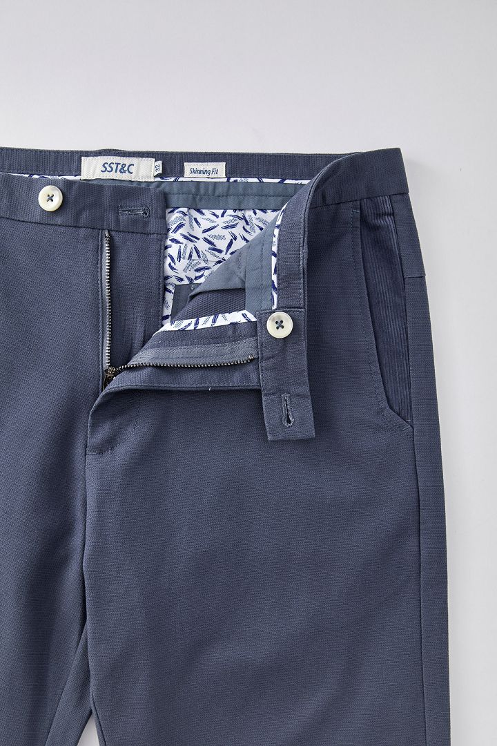 SST&C Grey-Blue Tight-Fitting Elastic Casual Trousers | 1212209006  (Outlet)_9