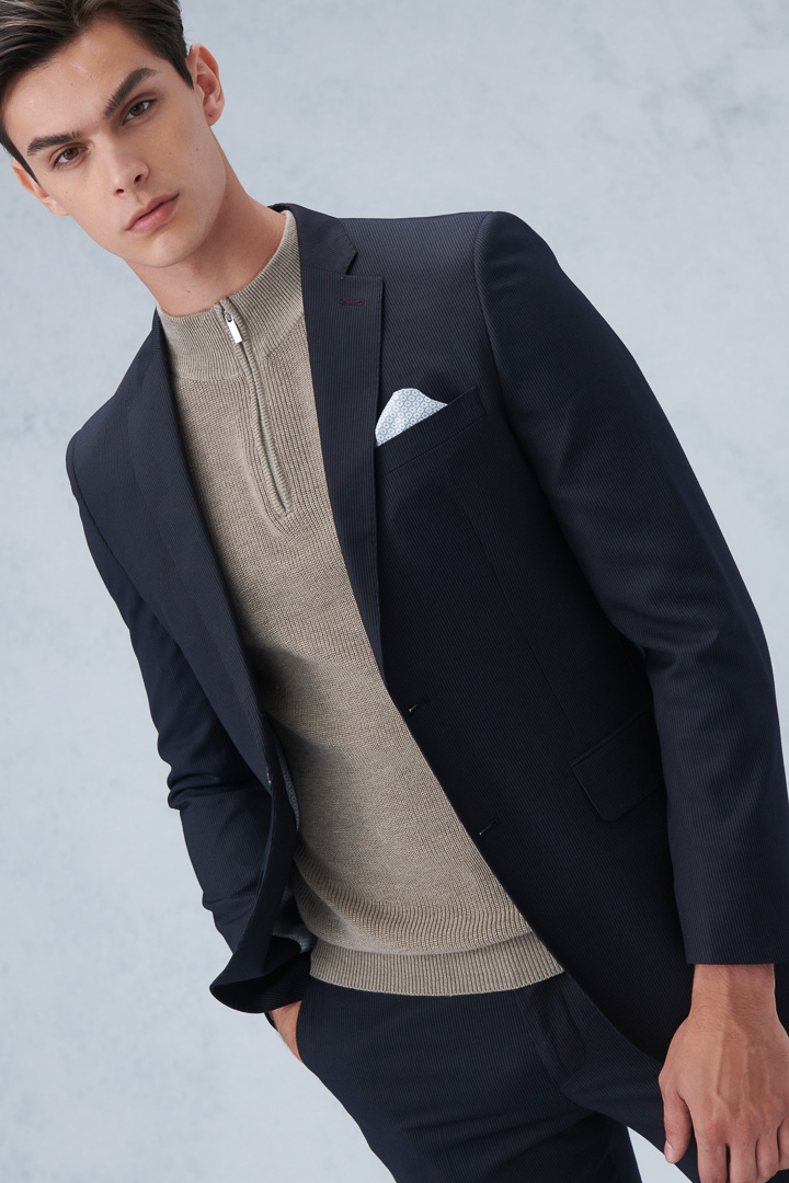 SST&C Navy Pinstripe Pattern Slim Fit Suit Jacket | 0112209001  (Outlet)_4