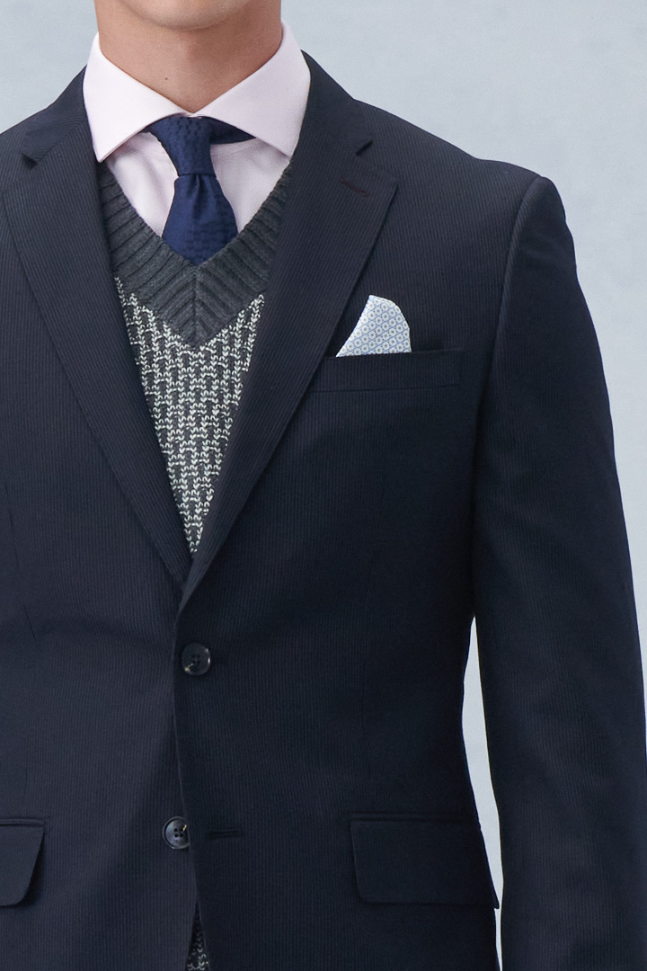 SST&C Navy Pinstripe Pattern Slim Fit Suit Jacket | 0112209001  (Outlet)_5