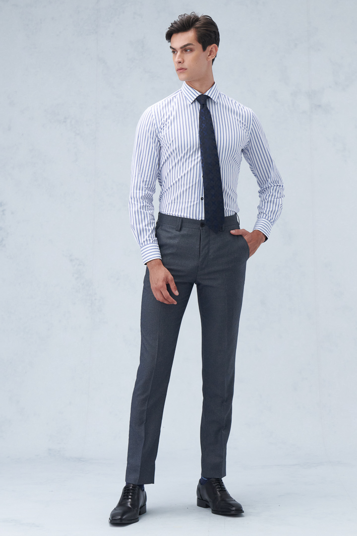 SST&C Gray Slim Fit Suit Trousers | 0212209002  (Outlet)_2