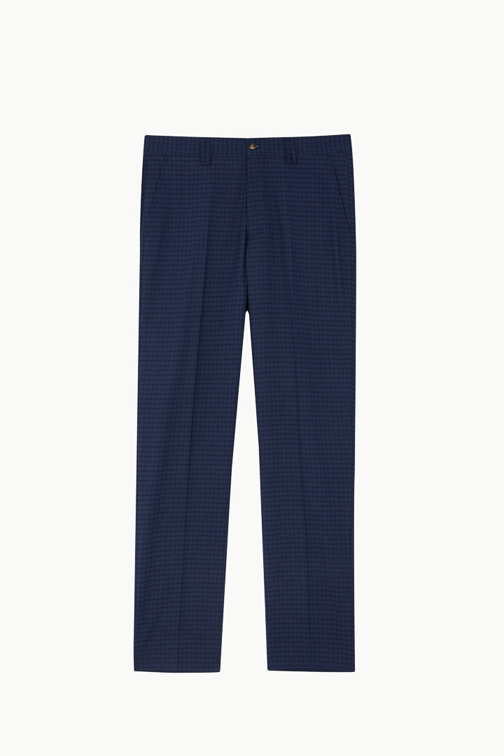 SST&C Navy Blue Check Pattern Slim Fit Suit Trousers | 0212209004  (Outlet)_7