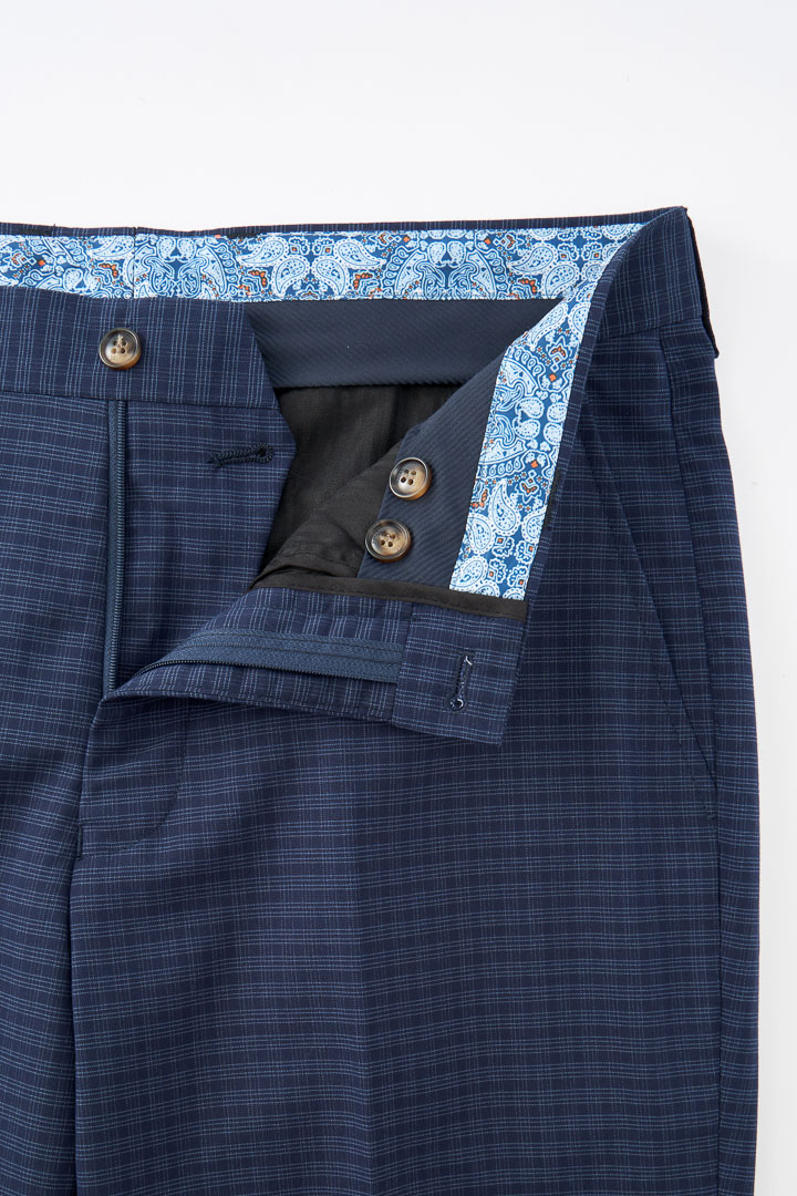 SST&C Navy Blue Check Pattern Slim Fit Suit Trousers | 0212209004  (Outlet)_8