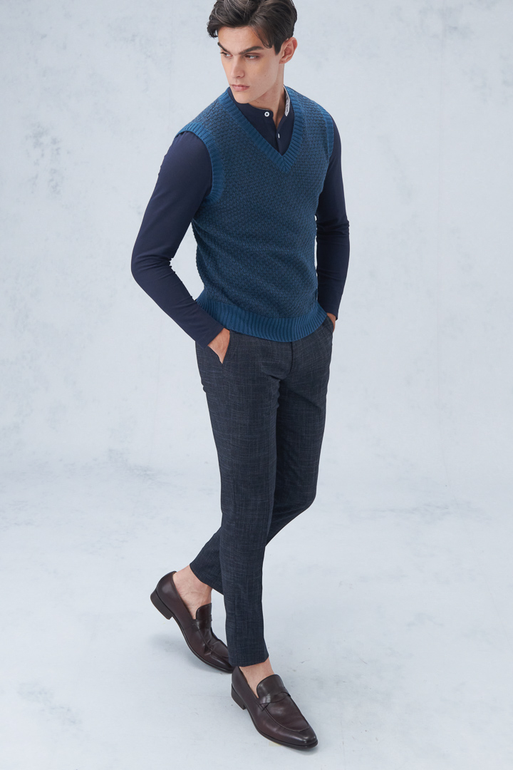 SST&C Navy Check Pattern Tailor'S Suit Trousers | 0212209005  (Outlet)_3