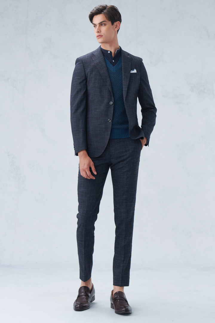 SST&C Navy Check Pattern Tailor'S Suit Trousers | 0212209005  (Outlet)_4