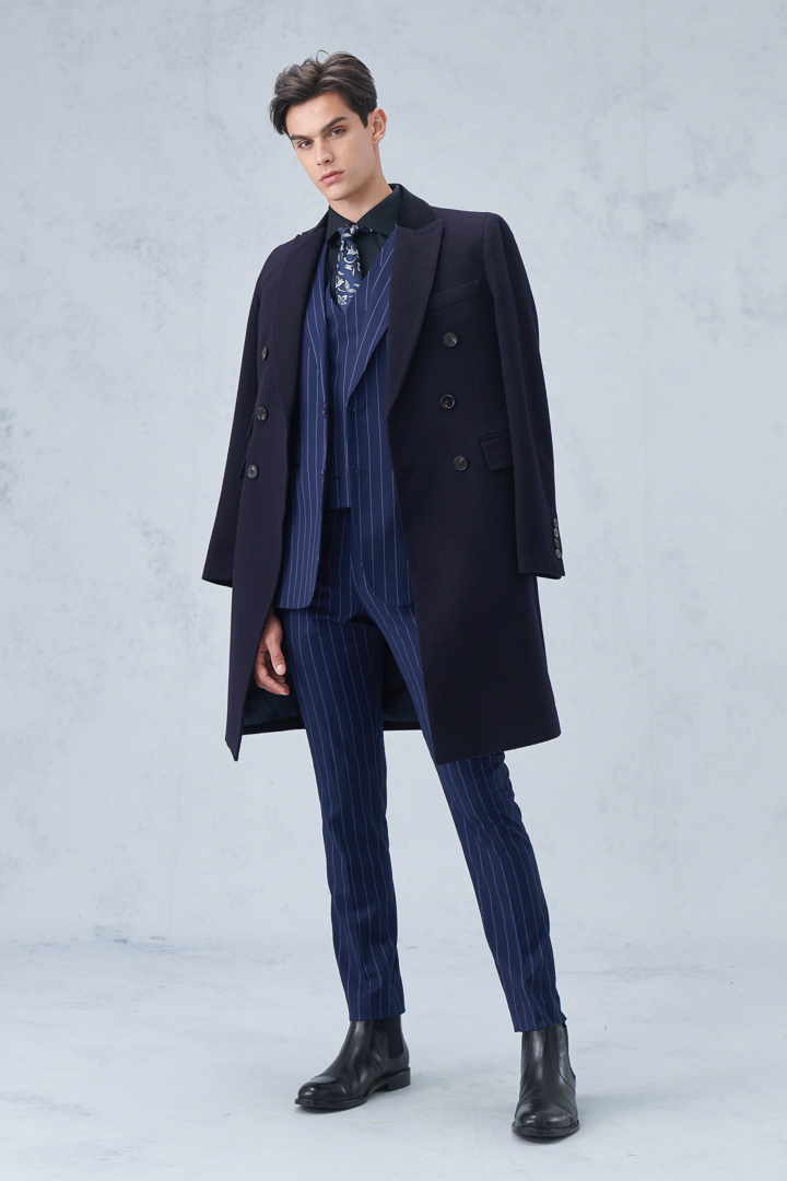 SST&C Navy Blue Straight Stripe Slim Fit Suit Trousers | 0212209008  (Outlet)_6
