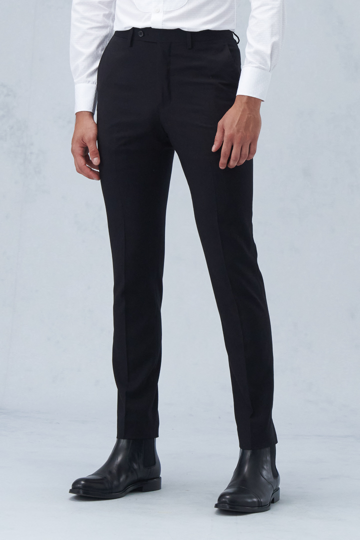 SST&C Black Plain Slim Fit Suit Trousers | 0212209009  (Outlet)_0