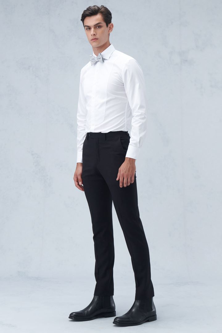 SST&C Black Plain Slim Fit Suit Trousers | 0212209009  (Outlet)_1