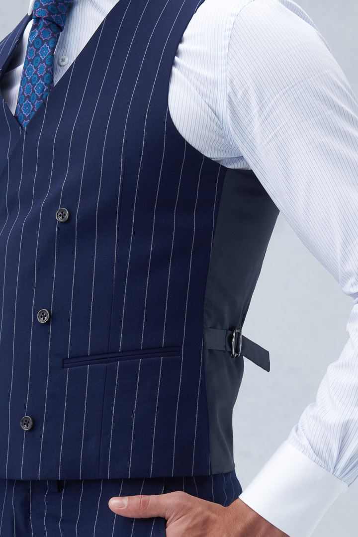 SST&C Navy Blue Straight Stripe Slim Fit Vest | 0512209008  (Outlet)_6