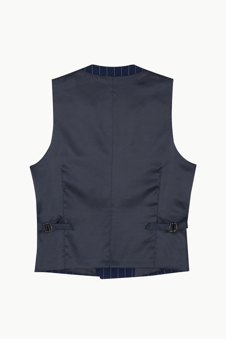 SST&C Navy Blue Straight Stripe Slim Fit Vest | 0512209008  (Outlet)_8