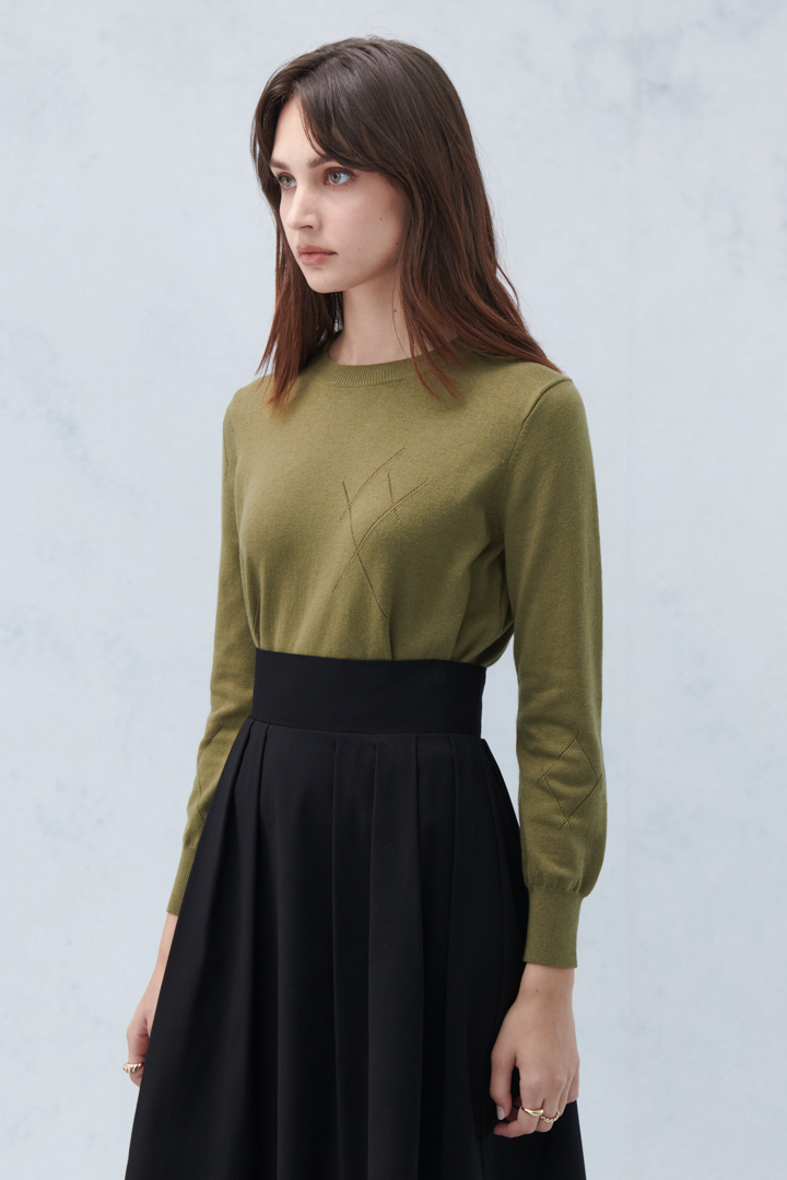 SST&C #Online Exclusive  Women'S Olive Green Wool Blend Sweater | 8662209002  (Outlet)_1