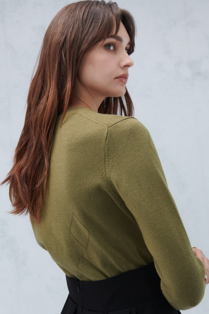 SST&C #Online Exclusive  Women'S Olive Green Wool Blend Sweater | 8662209002  (Outlet)_7
