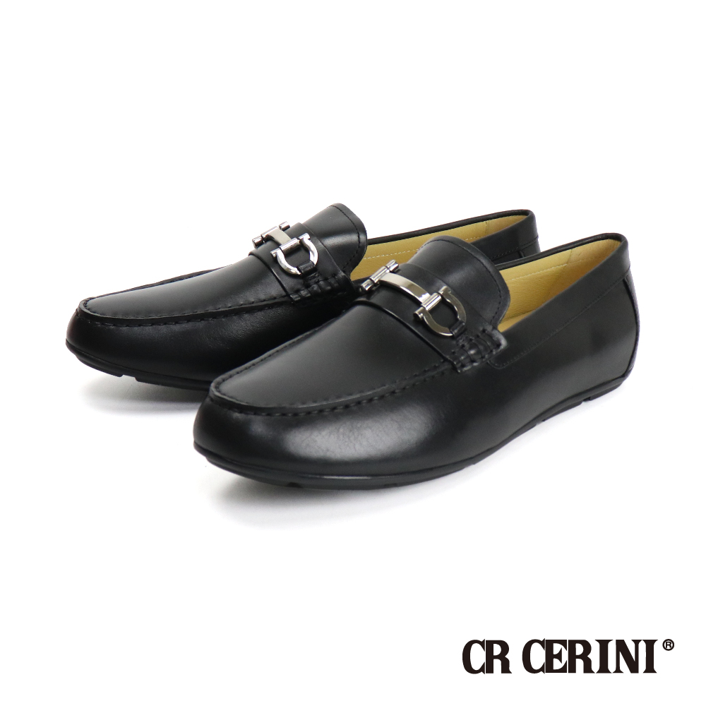 【CR CERINI】雅痞風格馬銜扣真皮樂福鞋 黑色(CR21840-BL)