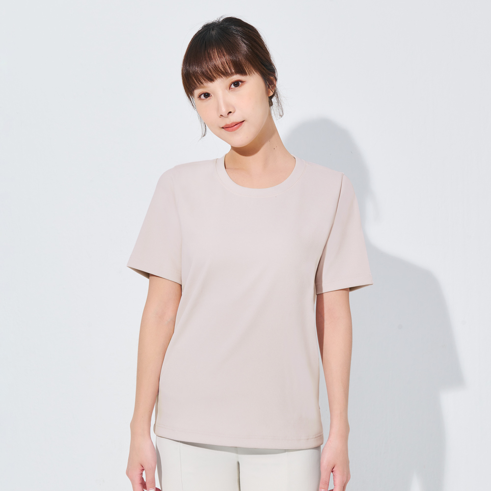 MOLLIFIX 瑪莉菲絲 TRULY坑條厚磅短袖上衣 (粉杏)_0