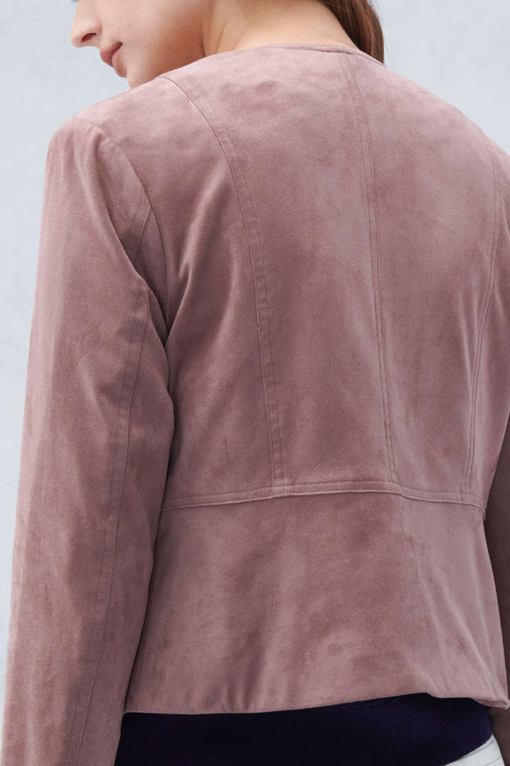 SST&C Women'S Milk Tea Suede Round Neck Short Zipper Jacket | 8162209004  (Outlet)_6