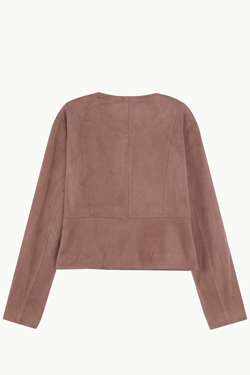 SST&C Women'S Milk Tea Suede Round Neck Short Zipper Jacket | 8162209004  (Outlet)_9