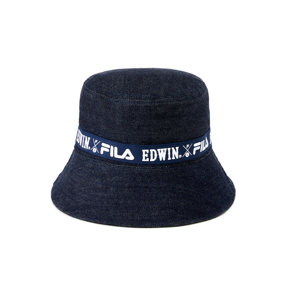 EDWIN x FILA聯名｜配件｜經典主義聯名LOGO飾條漁夫帽｜原藍磨