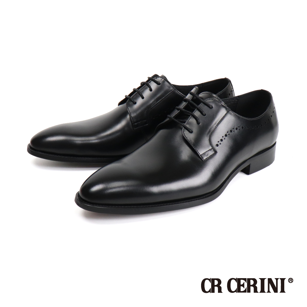 【CR CERINI】都會紳士素面雕孔德比鞋 黑色(CR28821-BL)