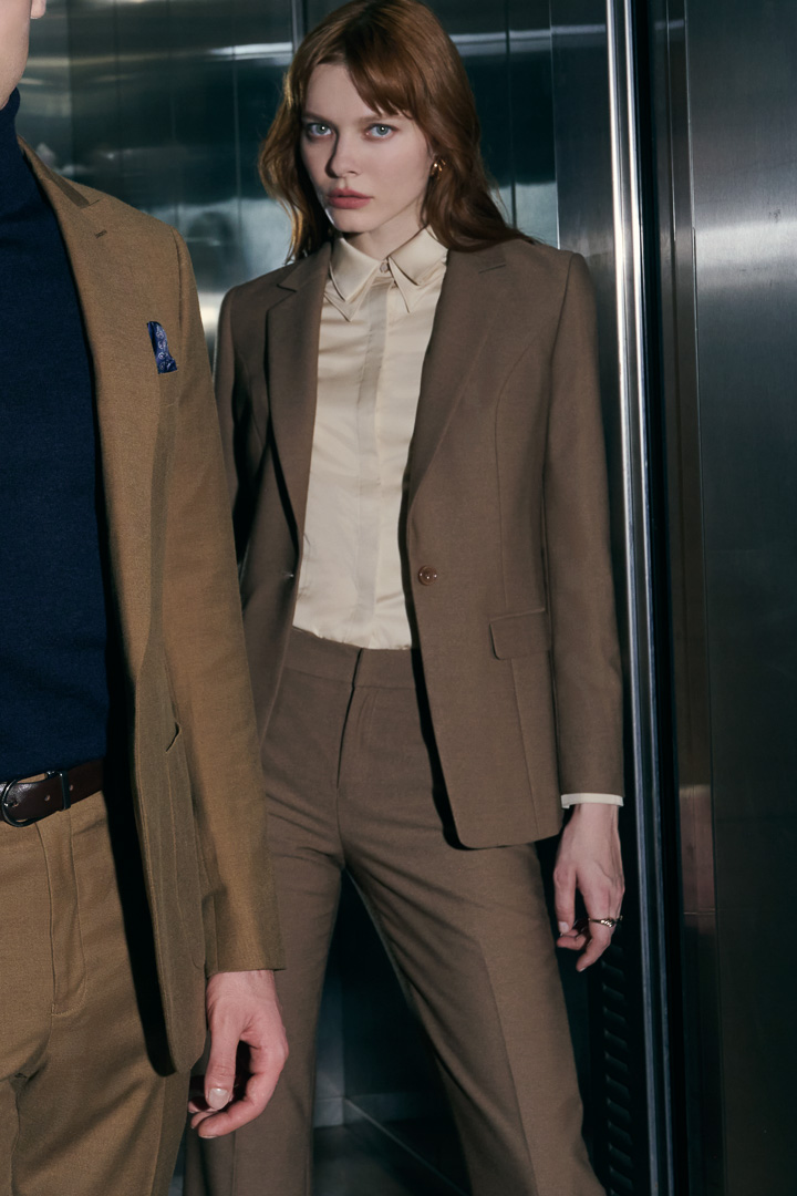SST&C Khaki Square Collar Suit Jacket | 7162209004  (Outlet)_1