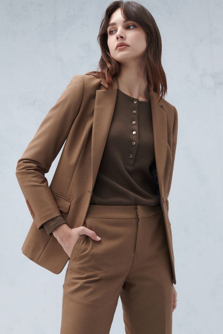 SST&C Khaki Square Collar Suit Jacket | 7162209004  (Outlet)_2