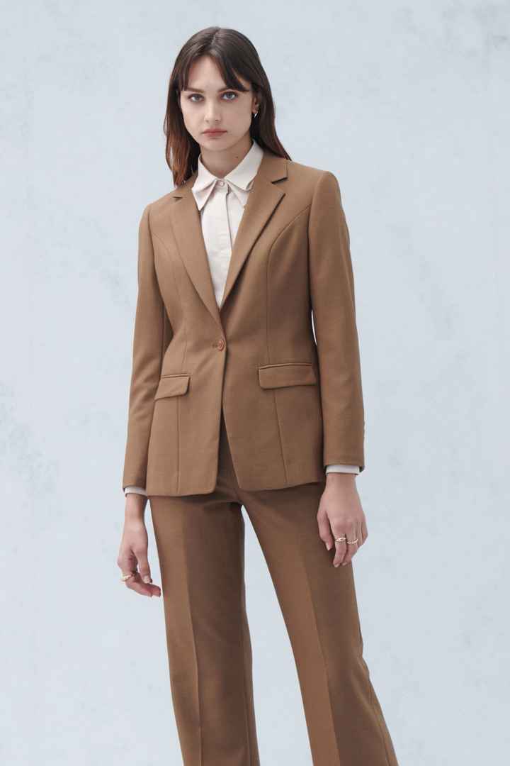 SST&C Khaki Square Collar Suit Jacket | 7162209004  (Outlet)_6