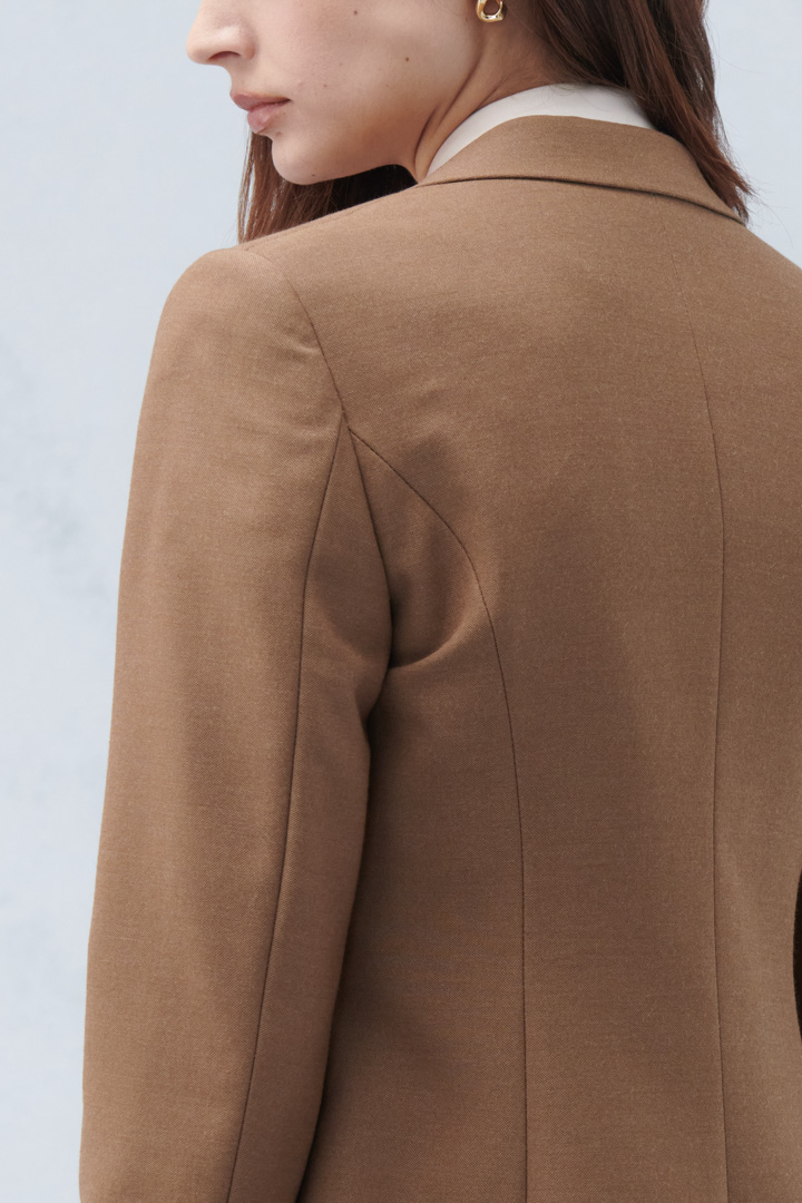SST&C Khaki Square Collar Suit Jacket | 7162209004  (Outlet)_8