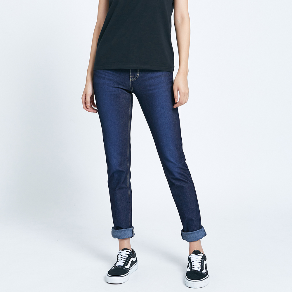 EDWIN｜JERSEYS｜女裝｜全方位超彈力高腰丹寧錐形迦績褲
