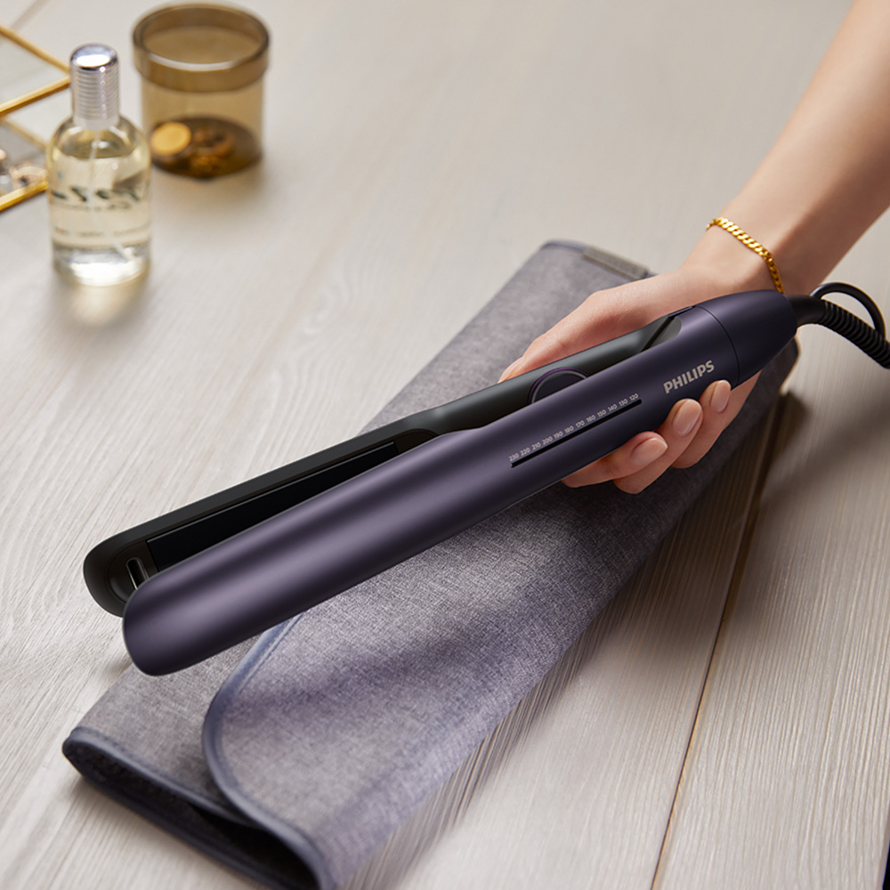 【贈★玫瑰護髮油】PHILIPS 飛利浦 溫控護色水潤直捲兩用負離子美髮造型器-迷霧紫(BHS752/00)_2