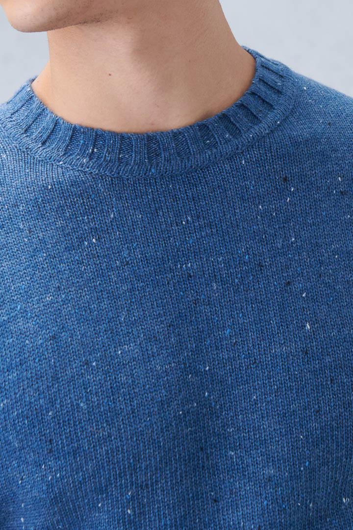 SST&C #Online Exclusive  Ocean Blue Dotted Yarn Crew Neck Sweater | 1112210001  (Outlet)_5
