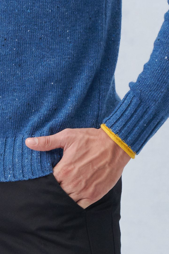 SST&C #Online Exclusive  Ocean Blue Dotted Yarn Crew Neck Sweater | 1112210001  (Outlet)_6