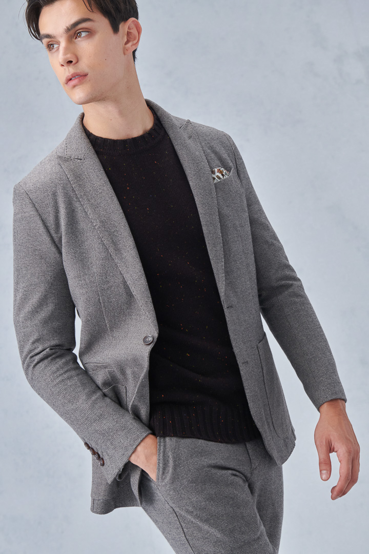 SST&C #Online Exclusive  Dark Oak Color Dot Yarn Crew Neck Sweater | 1112210002  (Outlet)_4