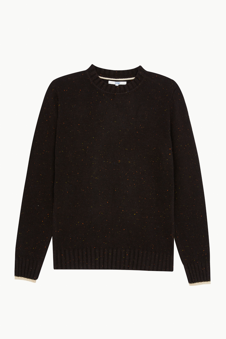 SST&C #Online Exclusive  Dark Oak Color Dot Yarn Crew Neck Sweater | 1112210002  (Outlet)_7