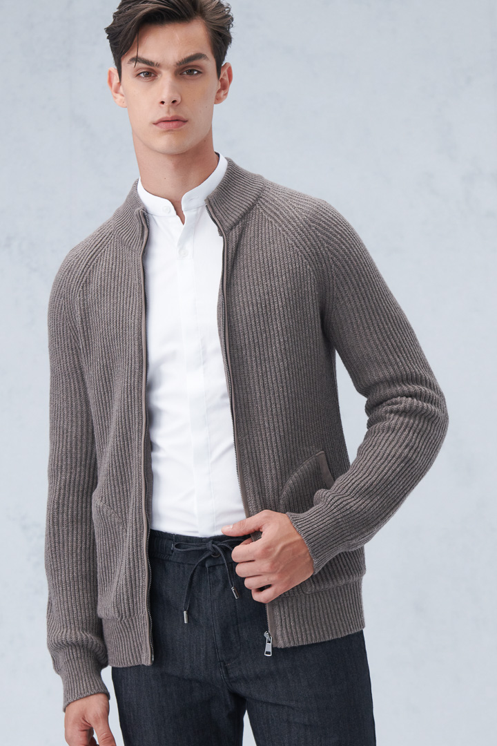 SST&C #Online Exclusive  Camel Brown Zip Cardigan | 1112210010  (Outlet)_0