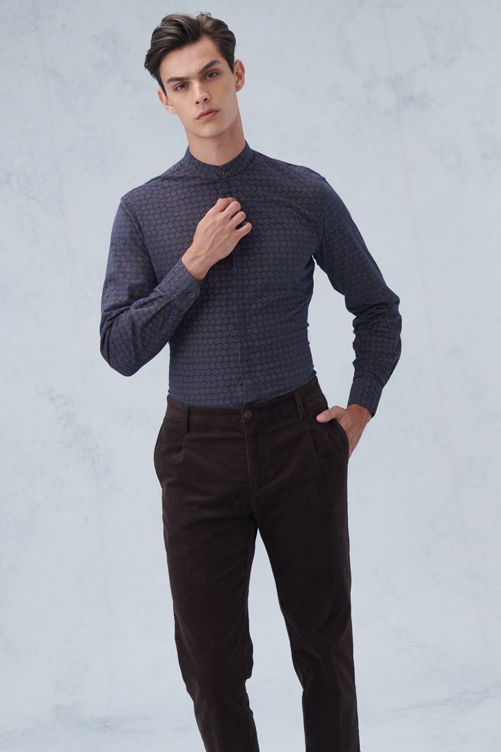 SST&C Brown Corduroy Slim Fit Elastic Casual Trousers | 1212210004  (Outlet)_4