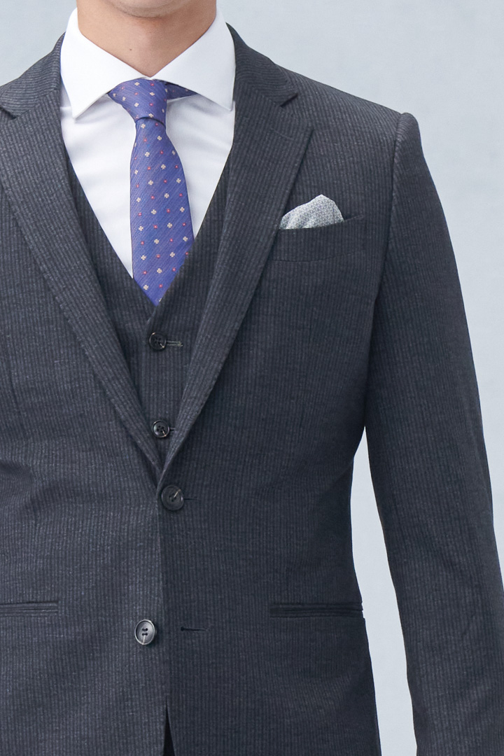 SST&C Dark Gray Striped Pattern Knitted Casual Suit Jacket | 0612210001  (Outlet)_5