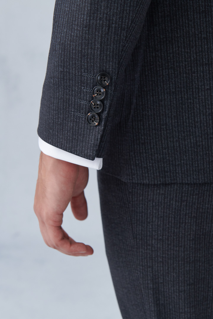 SST&C Dark Gray Striped Pattern Knitted Casual Suit Jacket | 0612210001  (Outlet)_6